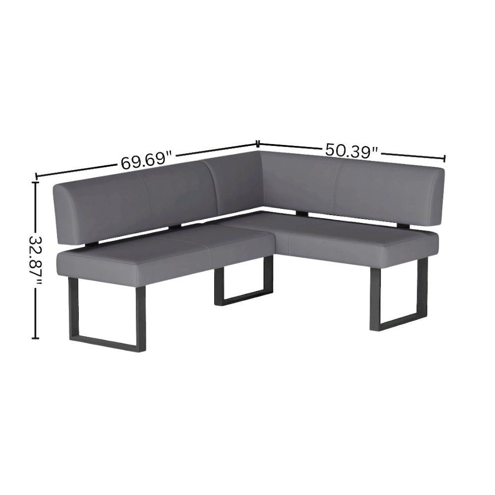 Gray Faux Leather Banquette Seating L Shaped Corner Bench Breakfast Nook