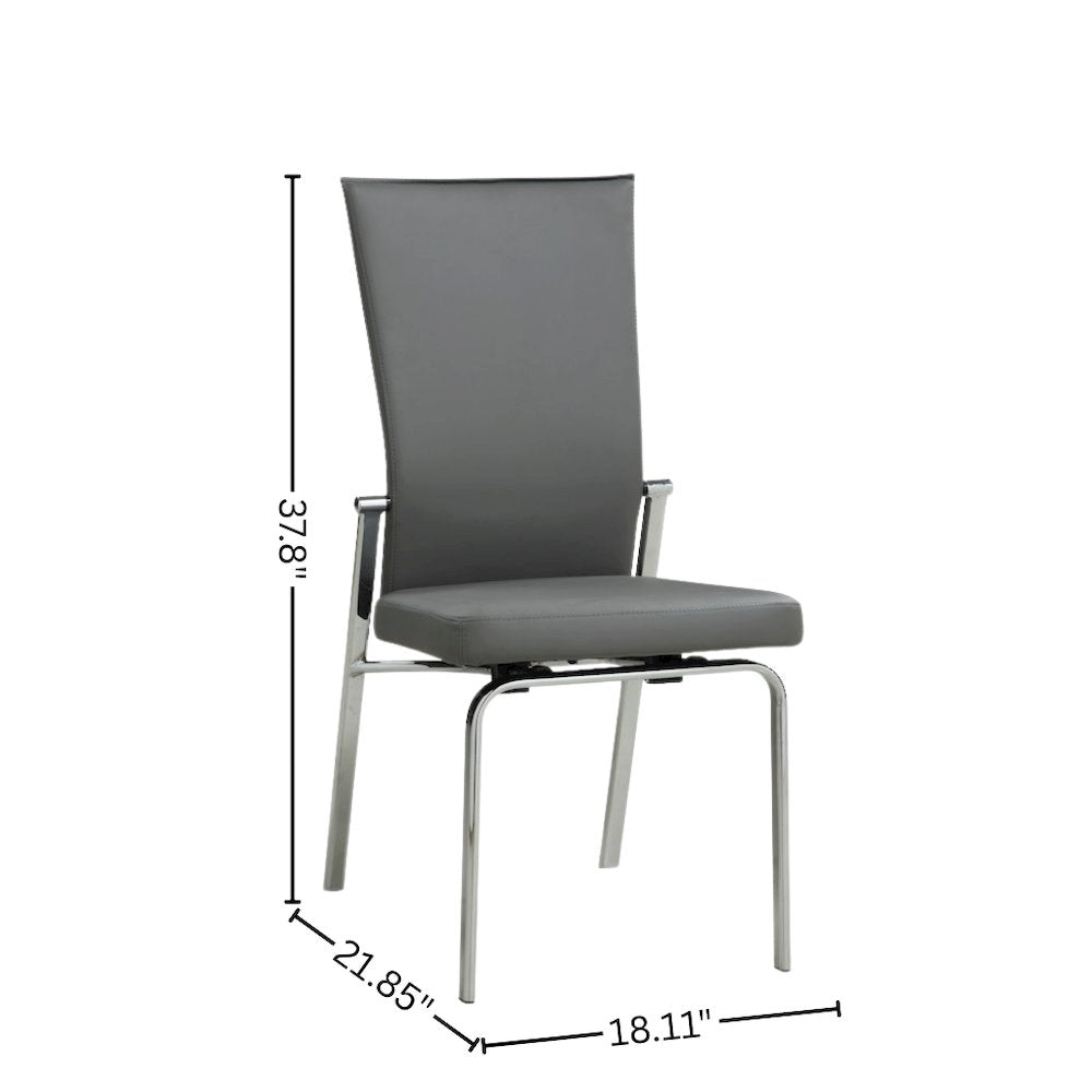 Faux Leather Chair Set of 2 - Gray Leather Dining Chairs