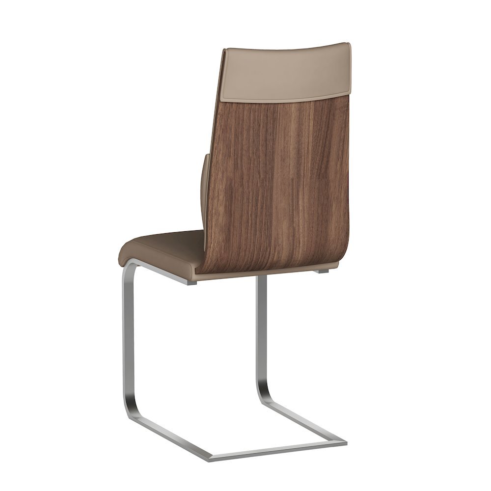 Taupe Faux Leather Chair Set of 2 - Modern Dining Chairs