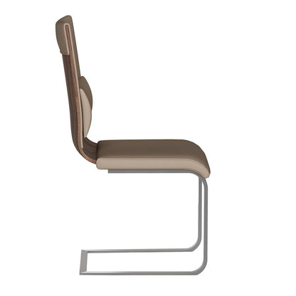 Taupe Faux Leather Chair Set of 2 - Modern Dining Chairs