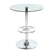 Glass Bar Table with Chrome Base – Counter Height Round Cocktail Table