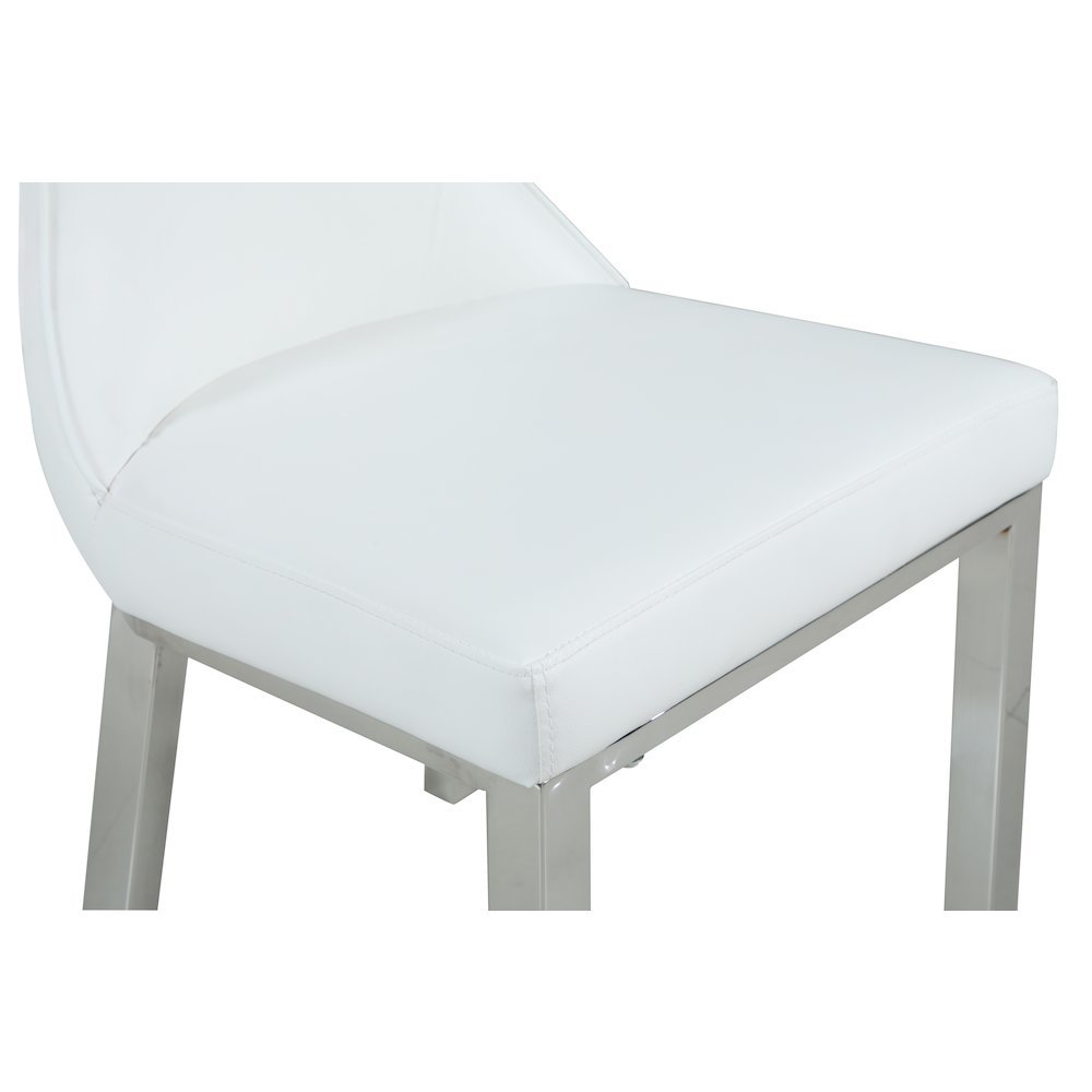 White Dining Chair Set of 2 - Faux Leather Upholstery and Steel Legs