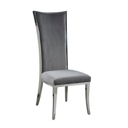 Modern Gray Dining Chair Set of 2 - Upholstered Chair with Stainless Steel Frame