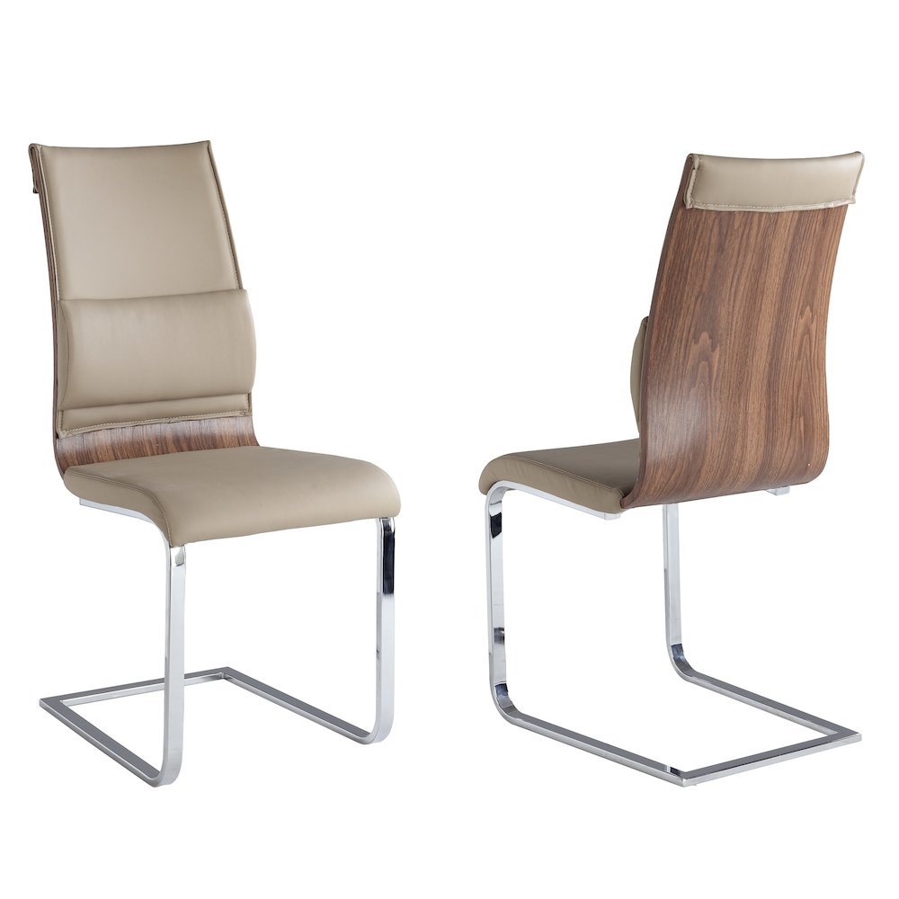 Taupe Faux Leather Chair Set of 2 - Modern Dining Chairs