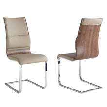 Taupe Faux Leather Chair Set of 2 - Modern Dining Chairs