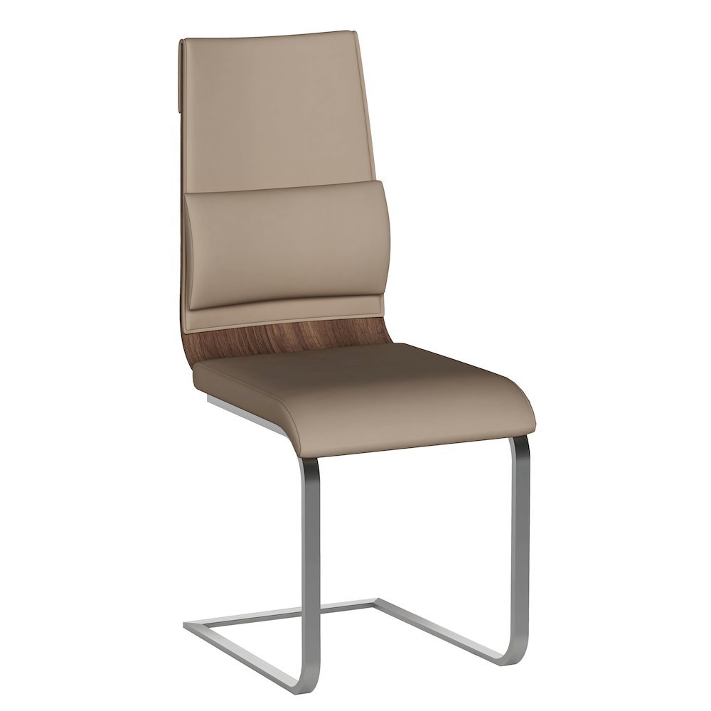 Taupe Faux Leather Chair Set of 2 - Modern Dining Chairs