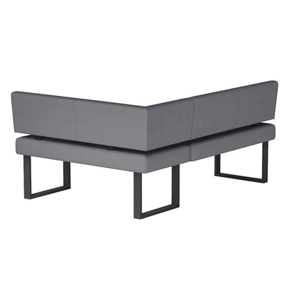 Gray Faux Leather Banquette Seating L Shaped Corner Bench Breakfast Nook