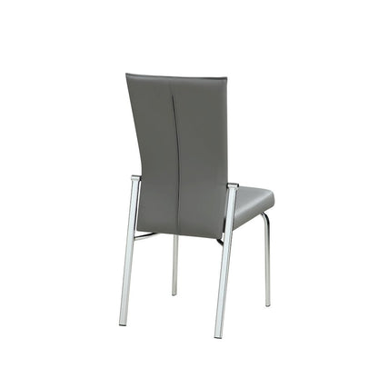 Faux Leather Chair Set of 2 - Gray Leather Dining Chairs