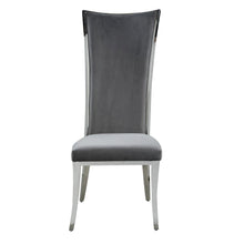 Modern Gray Dining Chair Set of 2 - Upholstered Chair with Stainless Steel Frame