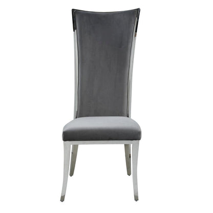 Modern Gray Dining Chair Set of 2 - Upholstered Chair with Stainless Steel Frame