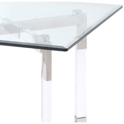 Acrylic Side Table with Glass Top - Modern Glass End Table