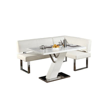 White Faux Leather Corner Dining Table with Kitchen Nook Bench Seating