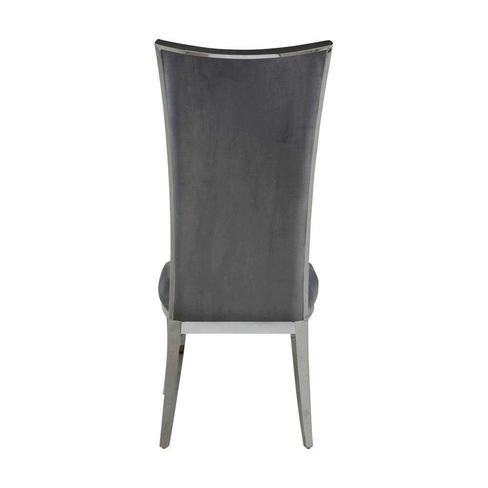 Modern Gray Dining Chair Set of 2 - Upholstered Chair with Stainless Steel Frame