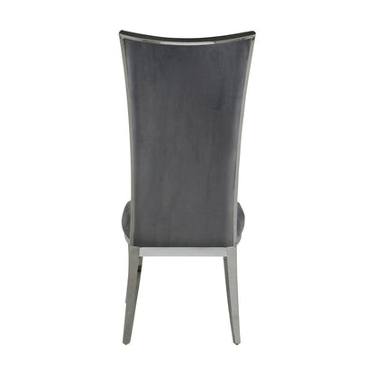 Modern Gray Dining Chair Set of 2 - Upholstered Chair with Stainless Steel Frame