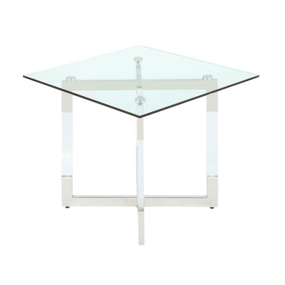Acrylic Side Table with Glass Top - Modern Glass End Table