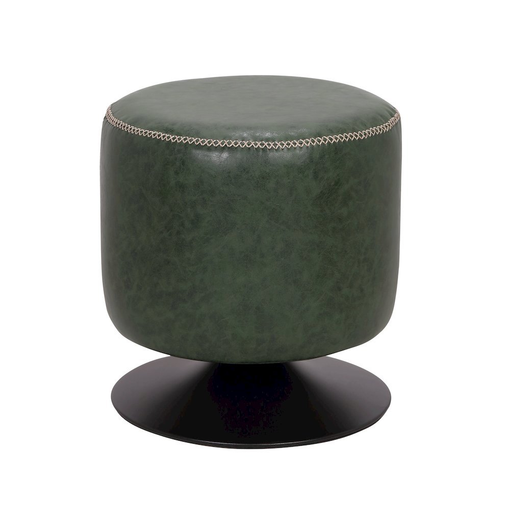 Green Ottoman Foot Rest – Round Ottoman for Living Room with Metal Base