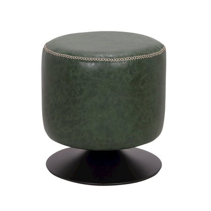 Green Ottoman Foot Rest – Round Ottoman for Living Room with Metal Base