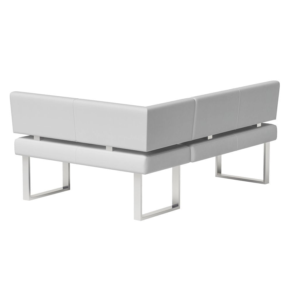 White Faux Leather Corner Dining Table with Kitchen Nook Bench Seating