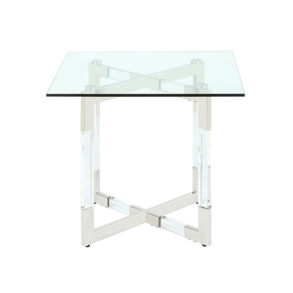 Acrylic Side Table with Glass Top - Modern Glass End Table