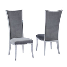 Modern Gray Dining Chair Set of 2 - Upholstered Chair with Stainless Steel Frame