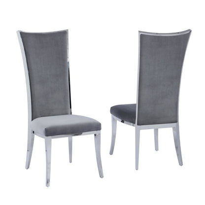 Modern Gray Dining Chair Set of 2 - Upholstered Chair with Stainless Steel Frame