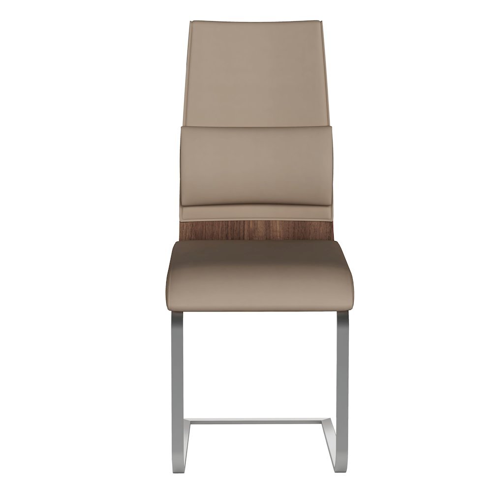 Taupe Faux Leather Chair Set of 2 - Modern Dining Chairs