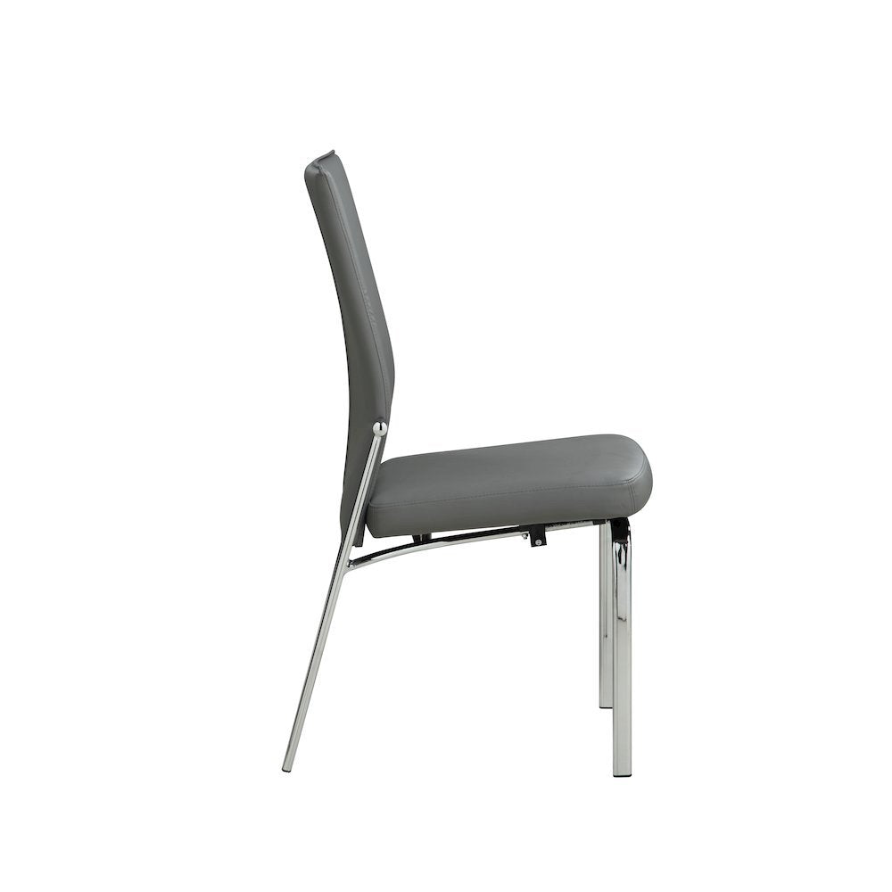 Faux Leather Chair Set of 2 - Gray Leather Dining Chairs