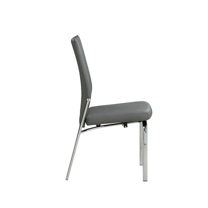 Faux Leather Chair Set of 2 - Gray Leather Dining Chairs