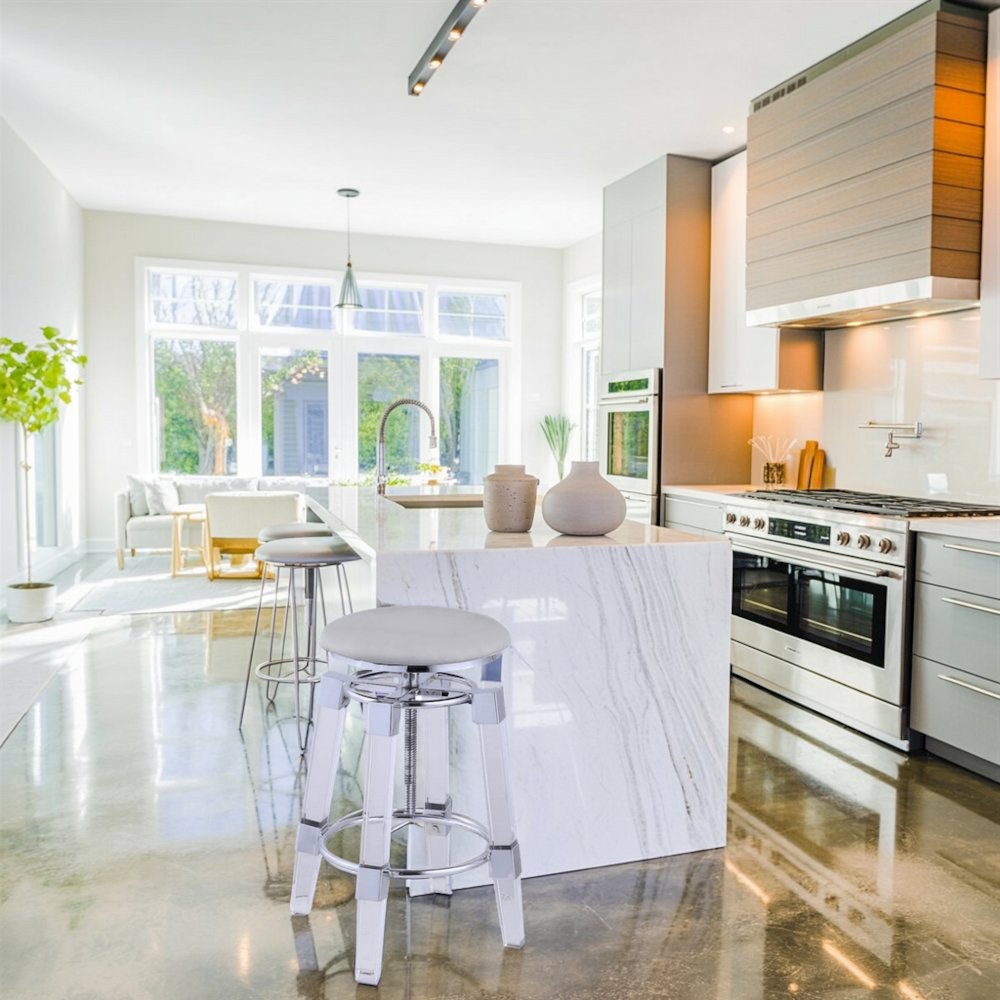 Gray Acrylic Bar Stool – Clear Glass Bar Stool