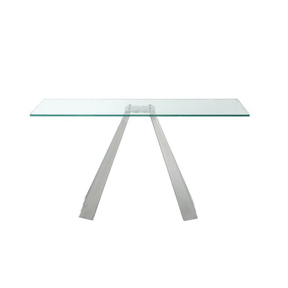 Contemporary 18" X 55" Glass Sofa Table With Flare Pyramid Base