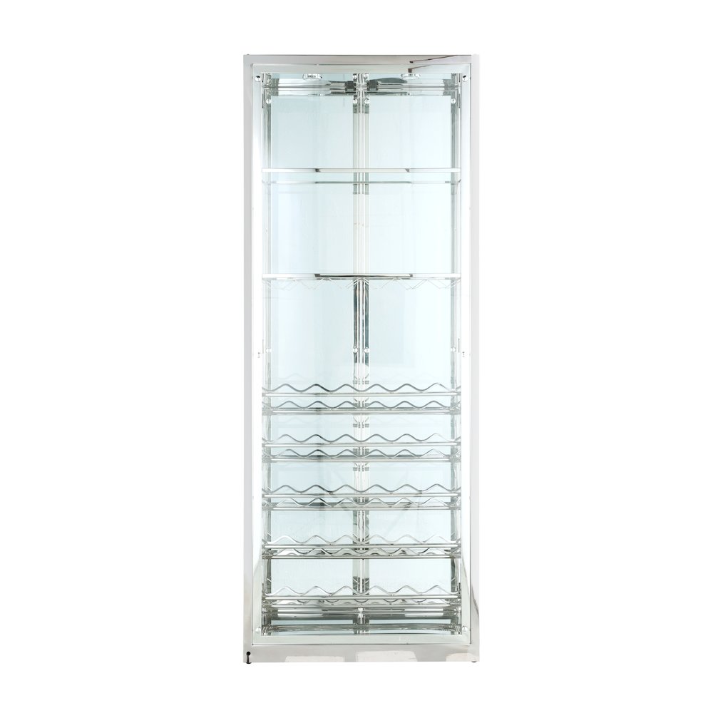 Contemporary Glass Curio W/ Wine & Stemware Racks