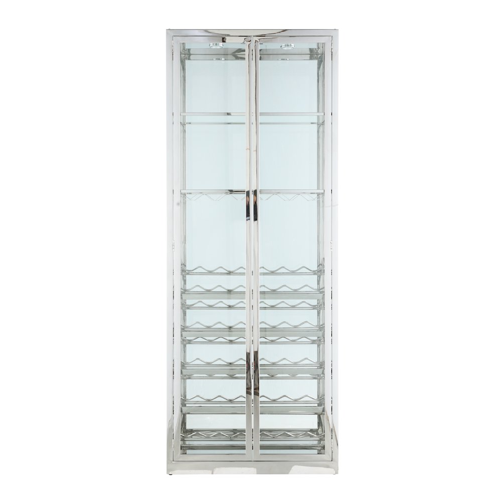 Contemporary Glass Curio W/ Wine & Stemware Racks