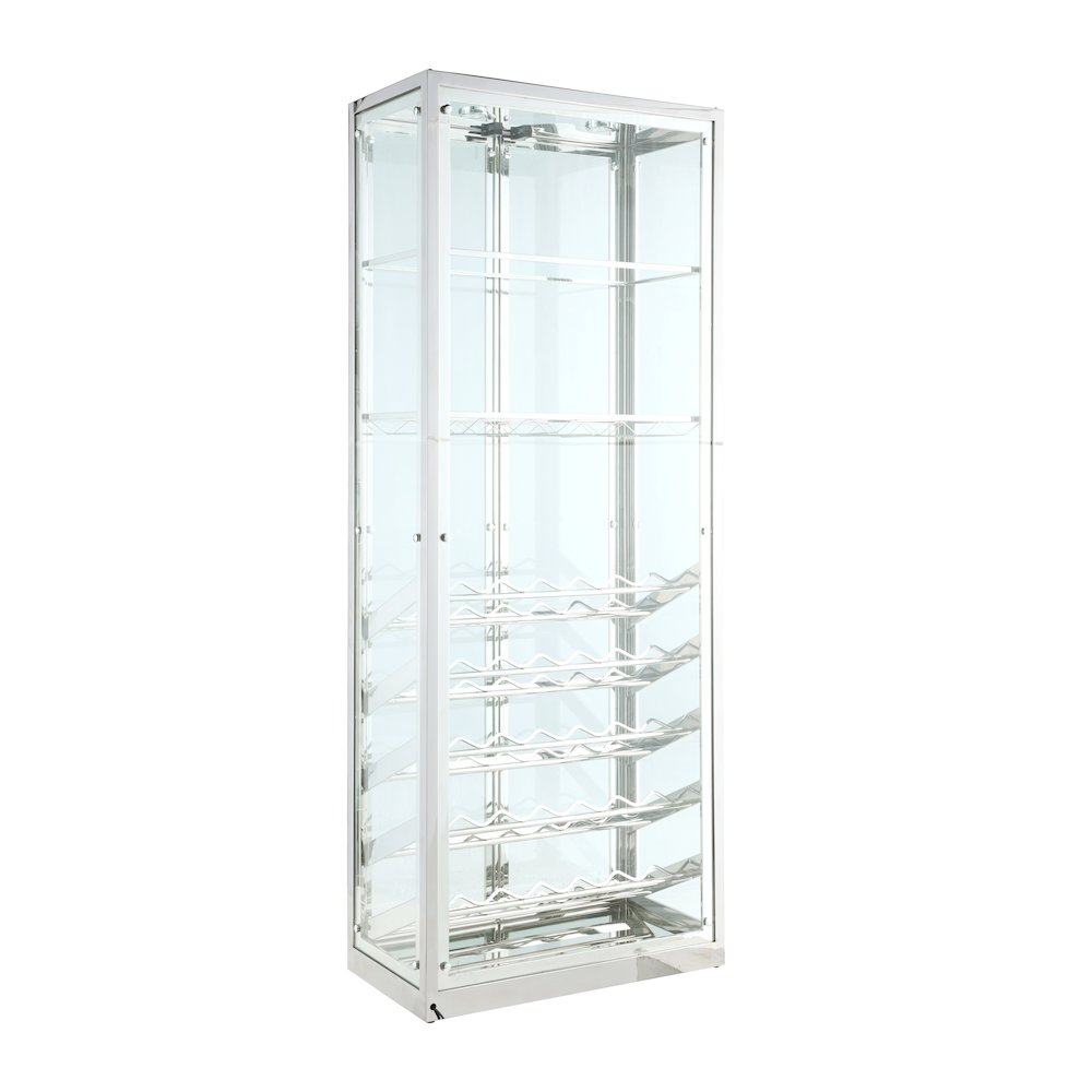 Contemporary Glass Curio W/ Wine & Stemware Racks