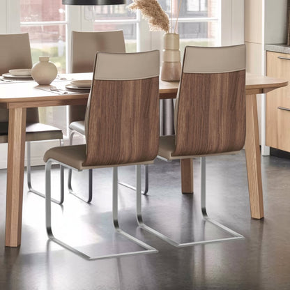 Taupe Faux Leather Chair Set of 2 - Modern Dining Chairs