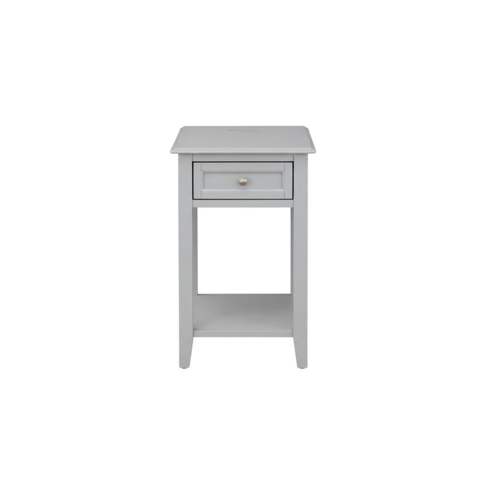 Urban Gray Wood Night Stand with Single Drawer for Bedroom Use