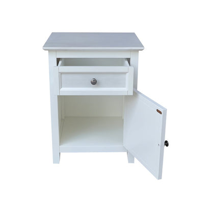 Solid Wood Nightstand with Storage Cabinet, Chalk & White Two-Tone Bedside Table