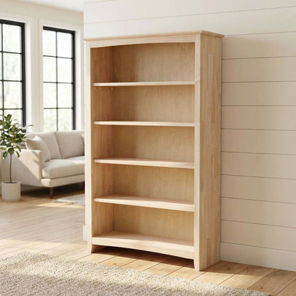 Modern Wooden Bookcase with Open Shelves and Sturdy Construction