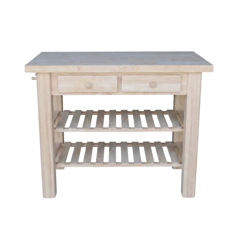 Unfinished Kitchen Island with Wipe-Clean Surface and Spacious Storage
