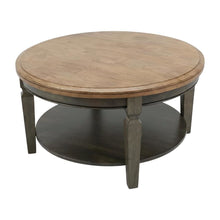 Hickory Washed Coal Round Coffee Table Hardwood Top Durable Design