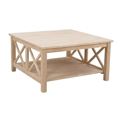 Unfinished Hardwood Coffee Table with Sturdy Construction and Smooth Surface
