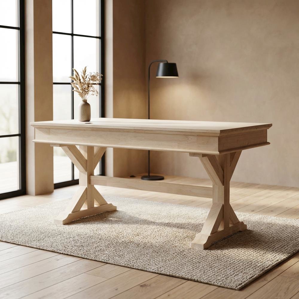 Unfinished Executive Desk With Canyon Base For Modern Office Workspace