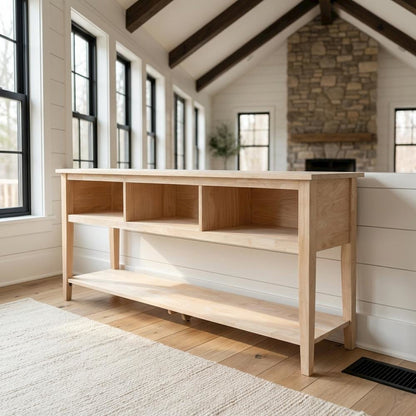 Unfinished 72-Inch TV Stand with Spacious Surface and Sturdy Frame