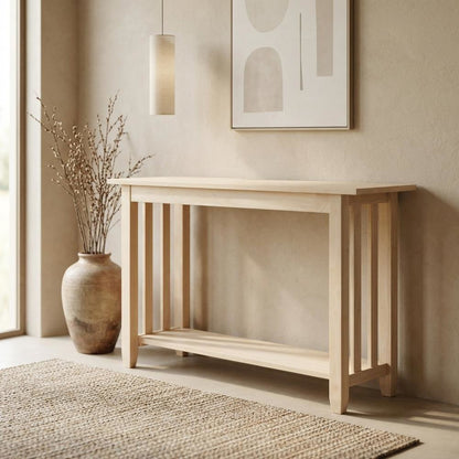 Unfinished Console or Sofa Table with Versatile Design for Living Room