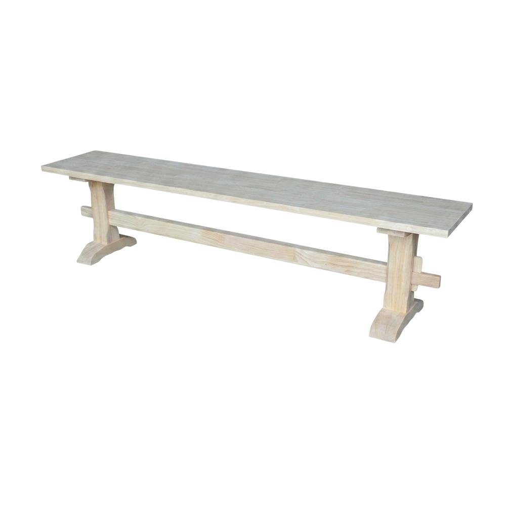 Unfinished Trestle Bench with Sturdy Construction and Wipe Clean Finish