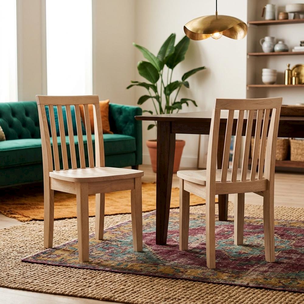 Solid Wood Dining Chairs, Mission-Style Juvenile Unfinished Hardwood Set