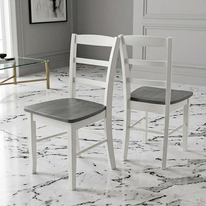 Solid Wood Ladderback Dining Chairs for Kitchen and Dining Room, Set of 2
