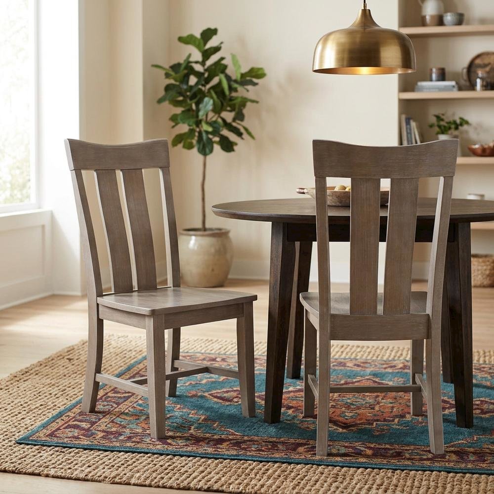 Solid Wood Dining Chair with Curved Back for Modern Dining Room