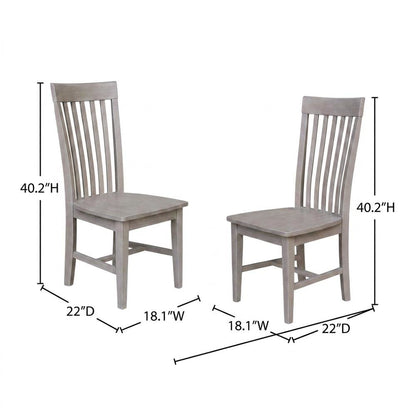 Hardwood Mission Dining Chairs with Washed Finish, Set of Two for Dining Room