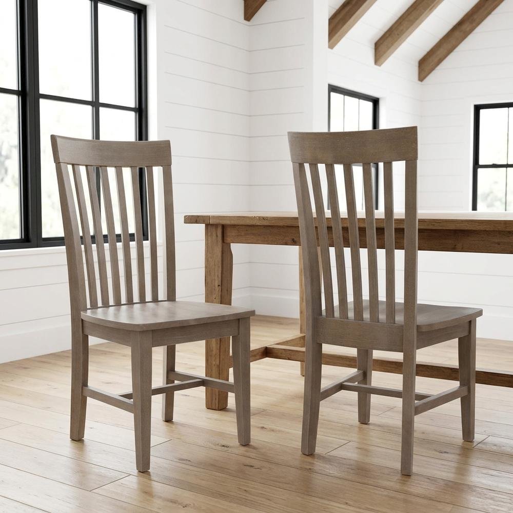 Hardwood Mission Dining Chairs with Washed Finish, Set of Two for Dining Room