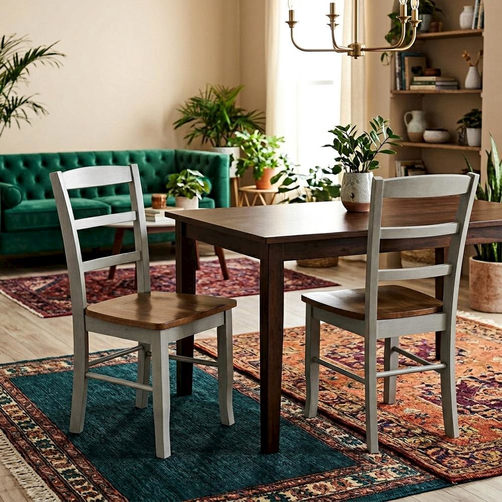 Madrid Ladderback Solid Wood Dining Chairs for Kitchen and Dining Room, Set of 2